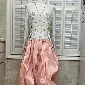 Vintage Victoria Royal Ltd Pink Gown Beaded High Low Drop Waist  Sz 8 Worn Once